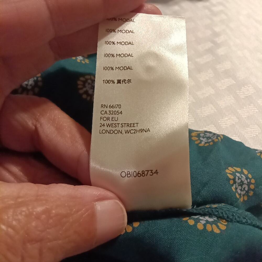 Maeve by Anthropology Women's Green Floral Blouse Roll Tab Sleeve S 100% Modal - Picture 5 of 7